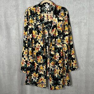 Ava & Viv – Black – Floral Open Front Blouse – 2X